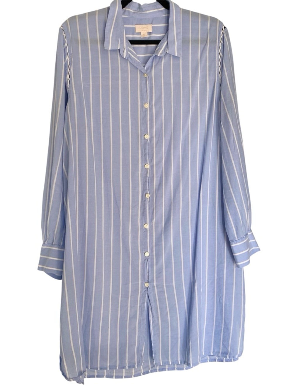 Love by Gap Blue Striped Sleep Shirt Dress Tunic Lace Trim XL